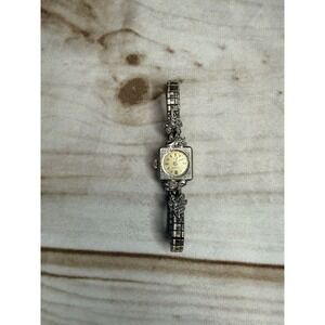 1967 Bulova Ladies Diamond Watch Rolled Gold Plate Cocktail Watch Running